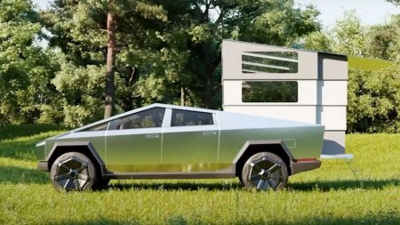 Для пикапа Tesla Cybertruck сделали складной дом. Он идеально помещается в кузов