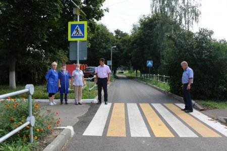 Глава округа проверил техническое оснащение пешеходного перехода у школы в пос. Дмитриевский